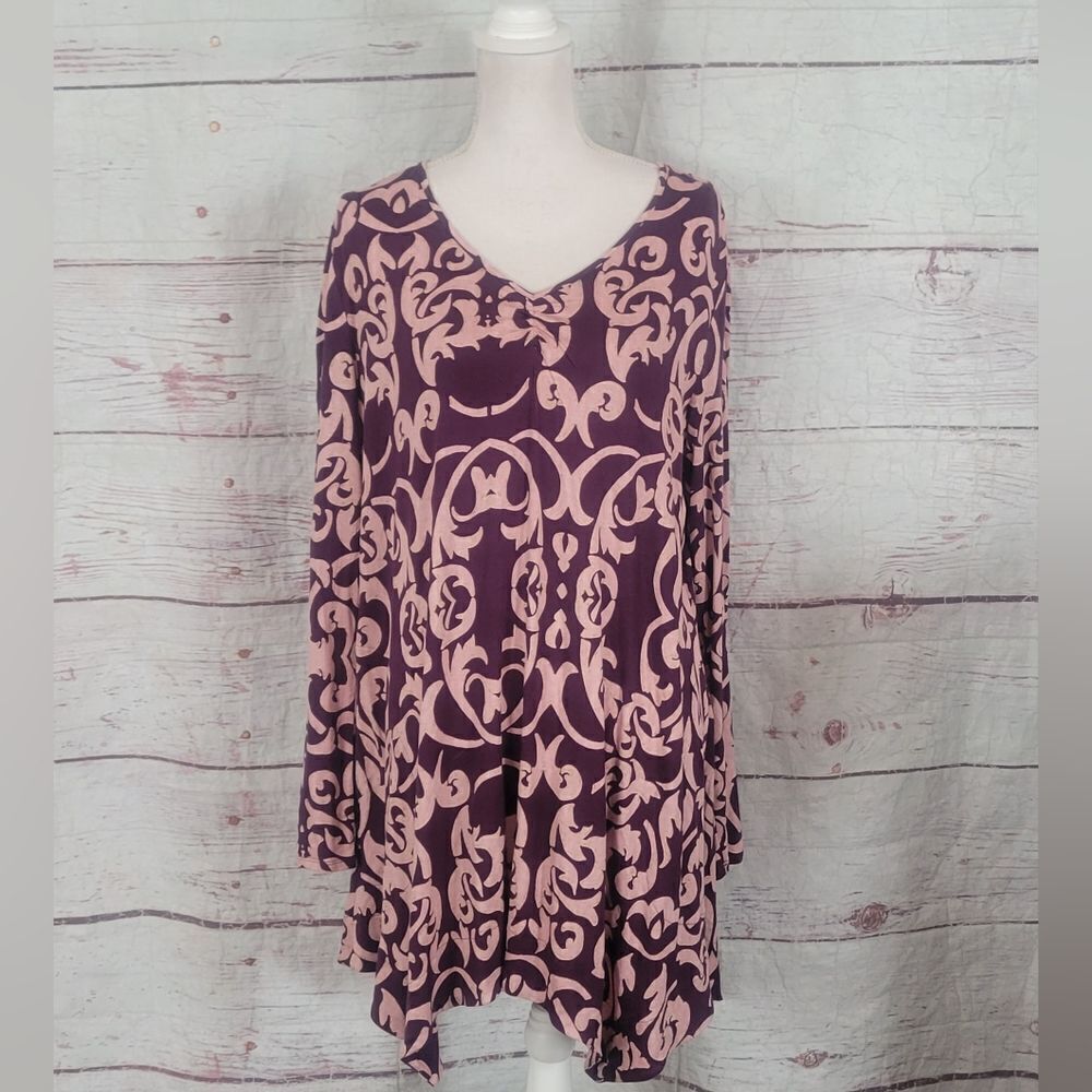 Soma Soft Jersey Cold Shoulder‎ Scroll Print Tunic Size XL NWT